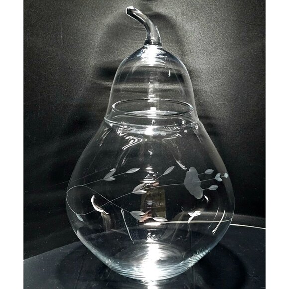 Princess House Heritage Etched Apothecary Jar canister crystal terrarium vanity - Picture 7 of 8